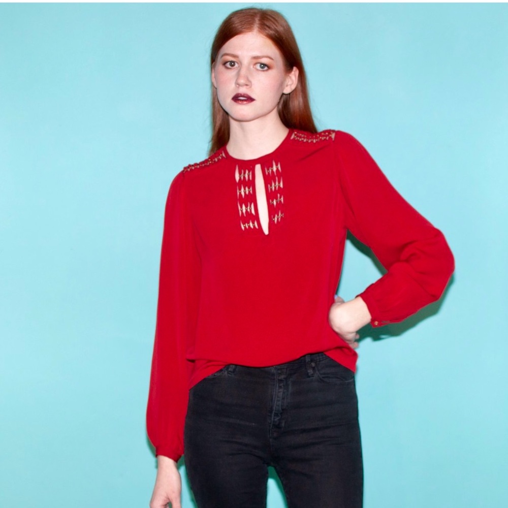 Diane Von Furstenburg Florina  red silk top